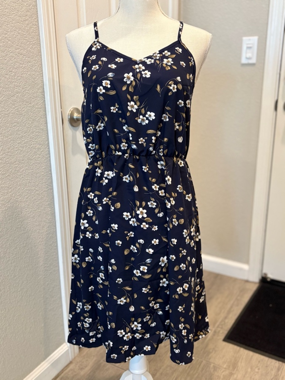Navy Floral Spaghetti Strap Sundress
